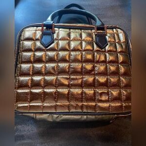 For Your Ease Only Quilted Gold Carry Bag Travel Jewelry Organizer 10x7 Case